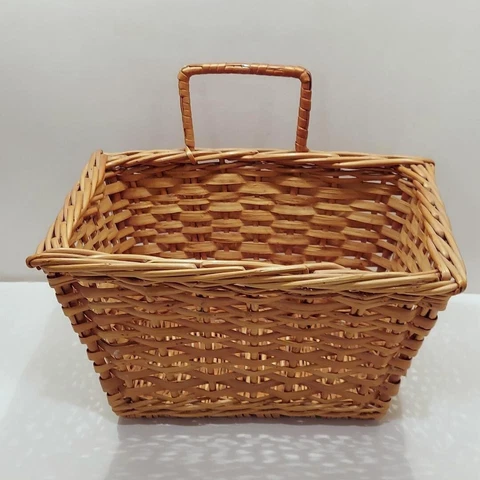 Vintage 1980s Wicker Letter Christmas Card Hanging Rectangular Decorative Basket Cover
