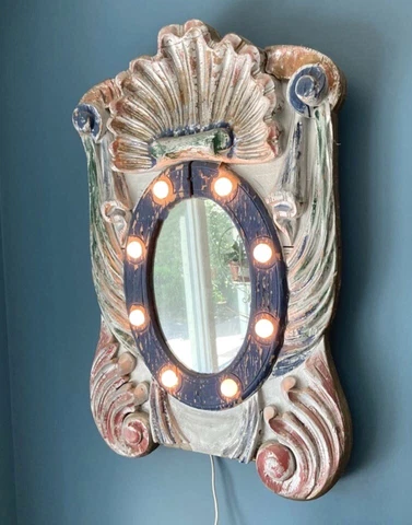 Antique Carousel Mirror ~ carved and lighted Cover