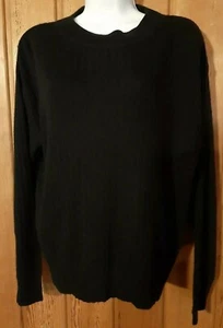 Sag Harbor Petite Women's L Large Solid Black Long-Sleeve Sweater - Picture 1 of 4