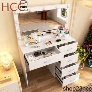Bedroom LED Dressing Table Makeup Vanity Set with LARGE Mirror Storage Drawers - Picture 1 of 11