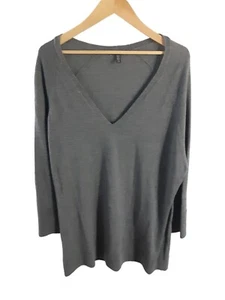 Eileen Fisher Size L Knit Merino Wool V Neck Long Sleeve Pullover Sweater Tunic - Picture 1 of 8