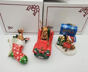 Set Of 3 Danbury Mint 2010, 2012, & 2014 Chihuahua Christmas Ornaments - Picture 1 of 11