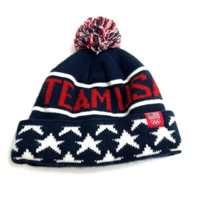 USA Olympic Adult Red White Blue Team USA Pom Adult Unisex Beanie - Picture 1 of 4