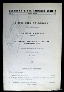 LUCILLE MANNERS 1944 SINGER AUTOGRAPH CONCERT PROGRAM OKLAHOMA CITY - Picture 1 of 1
