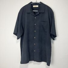 Tommy Bahama Men’s Button Up Shirt Sz L 100% Silk Black Palm Tree Floral Pattern