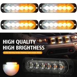 4X Amber/White 6 LED Car Truck Flashing Warning Hazard Beacon Strobe Light Bar - Bild 1 von 11