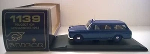 ELIGOR 1:43 AUTO DIE CAST PEUGEOT 404 GENDARMERIE 1964 BLU ART 1139 USATO - Imagen 1 de 1