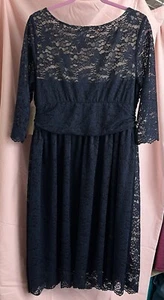 KIYONNA LUNA LACE COCKTAIL DRESS NAVY SIZE 0X MADE IN USA - Picture 1 of 24