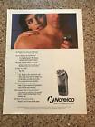 1986 VINTAGE 8X11 PRINT Ad FOR NORELCO LONG LASTING CHARGE SHAVER..LATE FOR GAME