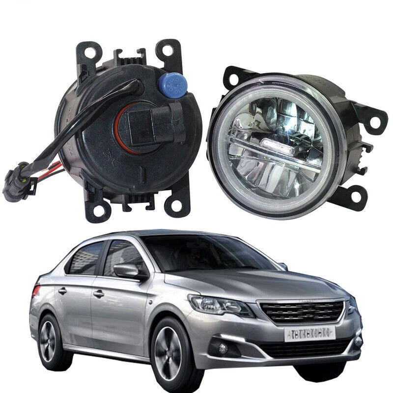 LED Fog Light + Angel Eye Rings Daytime Running Lights DRL Fit For Peugeot 301 - Imagem 1 de 4