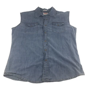 Chaleco sin mangas rasgado de mezclilla para hombre Wrangler Indigo Perla a presión chaleco ciclista grande - Imagen 1 de 15