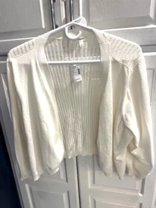 Maurices Shrug Größe 3 neu mit Etikett weiß Bolo Cardigan Häkeloptik hinten kostenloser Versand - Bild 1 von 4