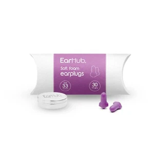 60 Soft foam earplugs, 30 Pairs of Purple Premium T-shaped Ear plugs SNR 33dB - Picture 1 of 6