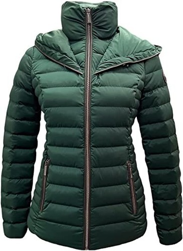 MICHAEL Michael Kors Giacca Tampone Piumino Con Cappuccio Cappotto Cerniera Verde XS