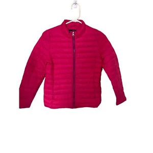 Lands End Girls Pink Puffer Jacket Size M 10-12 Zippered Pink - Picture 1 of 7