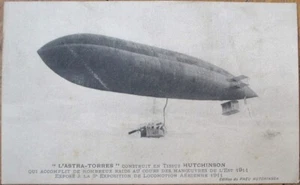 Französische Luftfahrt 1911 Postkarte, Luftschiff Astra Torres, Hutchinson, Luftschiff Blimp - Bild 1 von 1