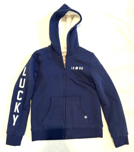 Chaqueta con Capucha Sherpa Fleece Cremallera Completa Jóvenes/Niños Lucky Brand Azul Talla Med 10/12 - Imagen 1 de 10