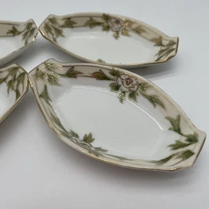 Vintage 4er Set handbemalt Nippon Keramik Schale Blumen Salzkeller Sauce Dip - Bild 1 von 10