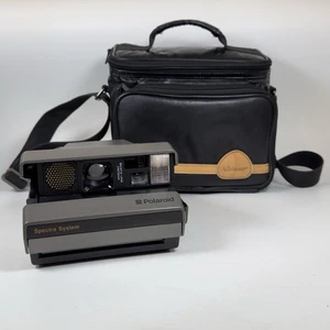 Borsa da viaggio vintage Polaroid Spectra System fotocamera pellicola istantanea grigia messa a fuoco automatica - Foto 1 di 24