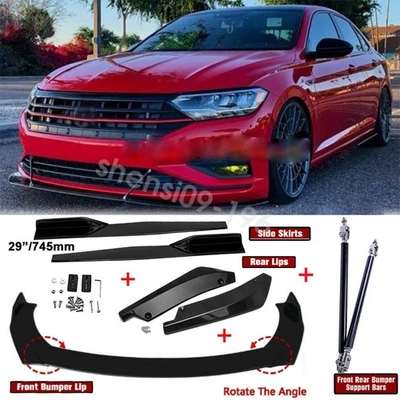 For VW Volkswagen Jetta MK7 MK5 Front Bumper Lip Splitter Side Skirts Strut Rods Foto 1 de 4