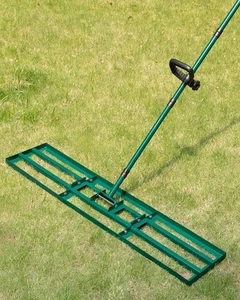 Nivelador de césped laúd arena nivelación de suelo rastrillo hierba 122x25 cm mango ajustable - Imagen 1 de 7