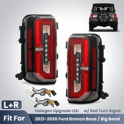 Luz trasera LED halógena de actualización para Ford Bronco 2021-2026 con par de intermitentes rojos Foto 1 de 4