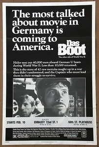 Das Boot Vintage Original Raro Lanzamiento Película Nueva York Promoción ¡Póster Emitido NSS!981 - Imagen 1 de 1