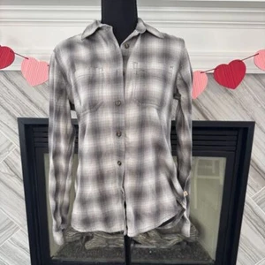 Carhartt grau kariertes Flanell Button Down Hemd Arbeitskleidung Freizeit Langarm Small - Bild 1 von 4