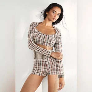 FREE PEOPLE Tough Love Set SIZE SMALL plaid gingham - Picture 1 of 11
