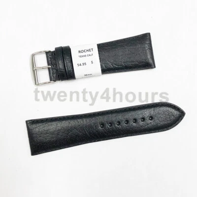 Correa de reloj ZRC genuina de cuero de becerro Texas negra talla 26MM con costuras a juego Foto 1 de 3