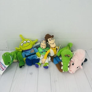 The Disney Store 8" Beanbag Plush Toy Story Woody Buzz Crock Hamm Alien Rex Lot - Picture 1 of 24