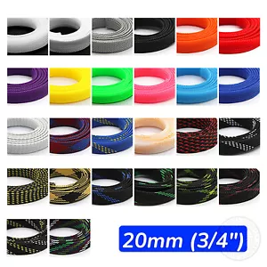 3/4" PET Expandable Wire Cable Sleeving Sheathing Braided Loom Tubing Harness - Picture 1 of 21