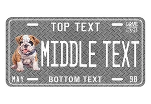 American Bulldog gris banda de rodadura matrícula etiqueta de perro cualquier estado auto ATV camión bicicleta - Imagen 1 de 25