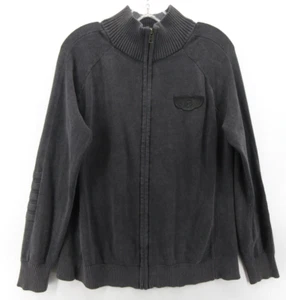 Harley Davidson Sweater Women Large Gray Cardigan Coatigan Biker Moto Logo Zip - Picture 1 of 12