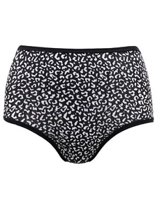 Mujer Blanco y Negro Algodón Rico Estampado Animal Midi Calzoncillos Ropa Interior Talla 8-18 - Imagen 1 de 5