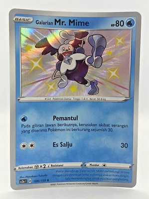 Pokémon TCG Indonesia Galarian Mr. Mime Shining Fates 188/159 Holo Shiny - Image 1 of 4