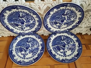 10" Ironstone Blue Willow Grill Divided Dinner Plates Shenango Nice - Picture 1 of 5