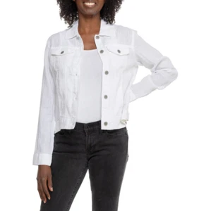 Chaqueta vaquera JNY Jones New York de lino blanco con botones de metal talla 3X - Imagen 1 de 7