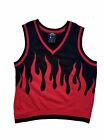 Hot Topic Social Collision Black & Red Flame Girls Sweater Vest Size Small