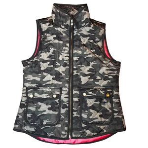 Chaleco acolchado Cynthia Rowley para mujer talla L cremallera frontal bolsillos delanteros a presión camuflaje - Imagen 1 de 12