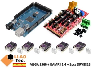 Mega 2560 R3 + RAMPS 1.4 Control Panel + 5pcs DRV8825 Stepper Drive - Foto 1 di 8