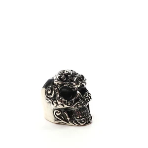 King Baby Studio Floral Scroll Belief Skull Ring Silver .925 MSRP $615 Size 8 - Picture 1 of 12