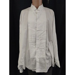 Oscar de la Renta Men's White Shirt/Pleated/Tuxedo Shirt 18.5-34 SKU 3185 - Picture 1 of 8