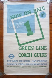 Cartel Beath 1936 Green Line Bus Coach London Transport Underground lino - Imagen 1 de 6