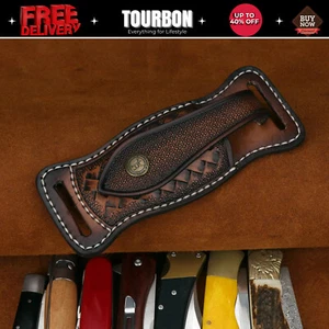 TOURBON Cuero Hoja Plegable Cuchillo Funda Cinturón EDC Cuchillos Cubierta Estuche Horizontal - Imagen 1 de 24
