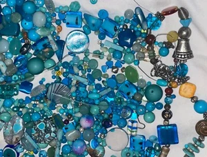 Lot Semi Precious & Glass Blue/Turquoise Mixed Beads 4 Jewelry Making-2 lbs + - Picture 1 of 13