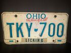 Vintage  Ohio the heart of it all  License Plate Blue White Licking County 