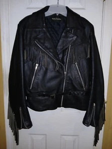 Harley-Davidson 42W Women's Heavy Fringe Black Leather Jacket - Picture 1 of 18