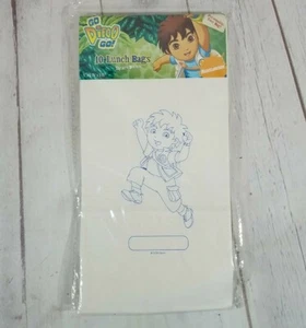 Rare NOS 2008 Go Diego Go 10-Lunch Paper Bags, White 5 X 9.75" Sealed Pack - Picture 1 of 11