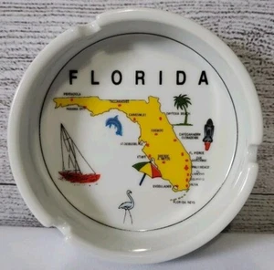 Florida Map Porcelain Ashtray 5" - Picture 1 of 2
